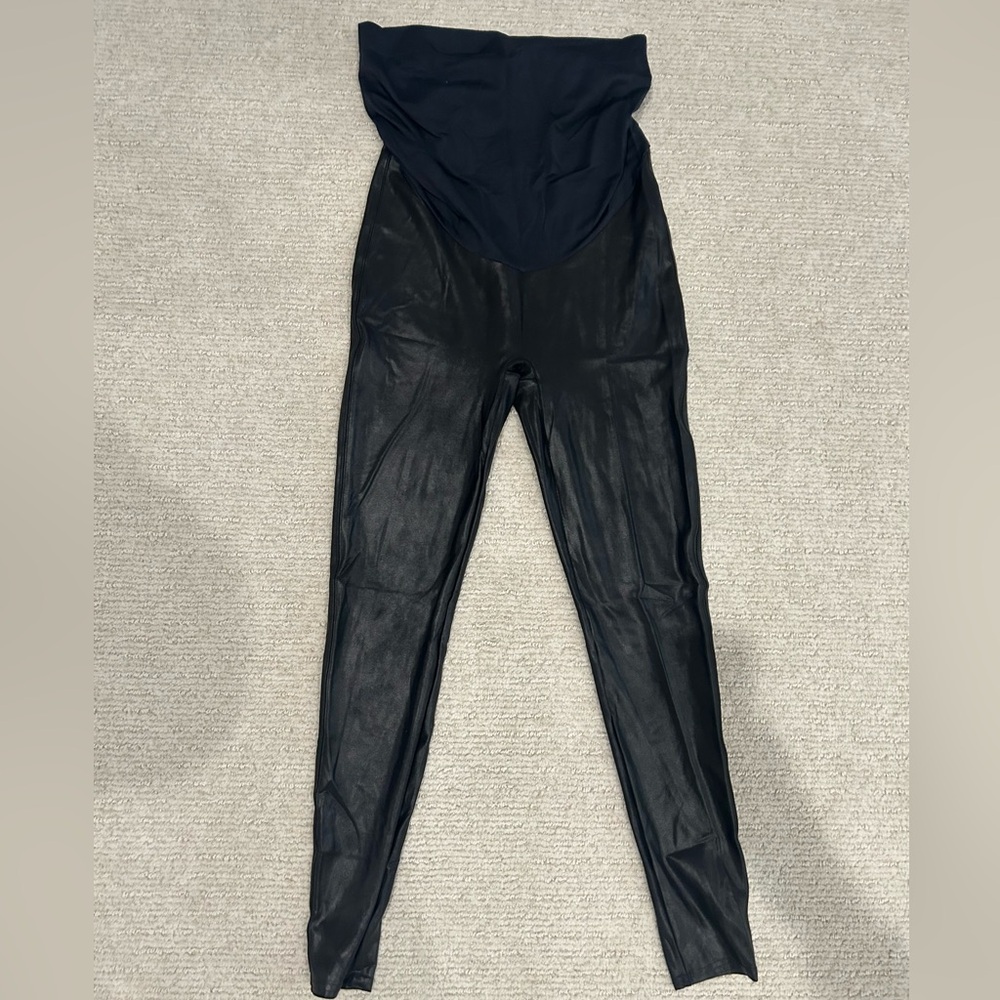 Spanx Maternity Faux Leather Leggings--size XL